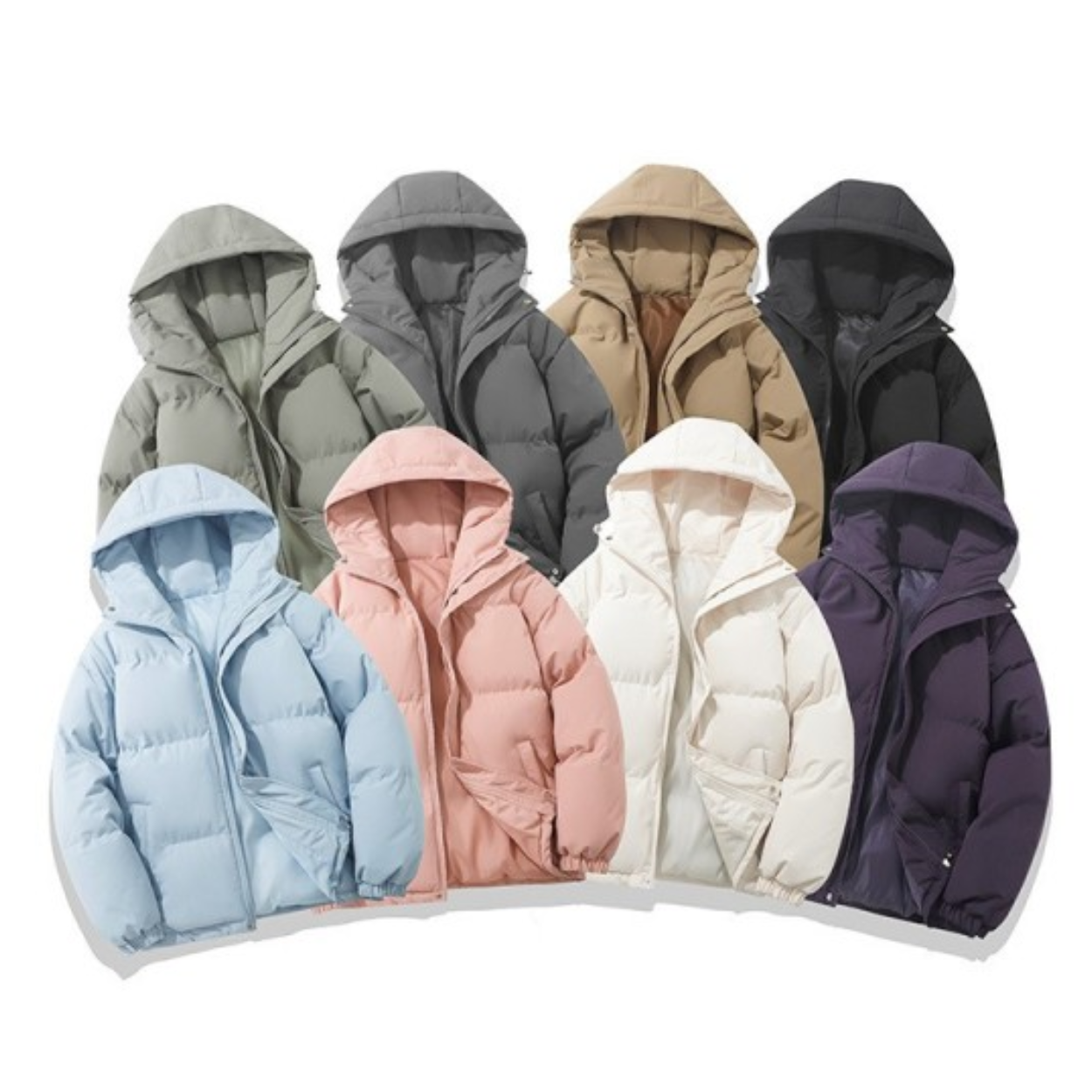 Unisex Winter Coat with Cotton Lining and Removable Hood