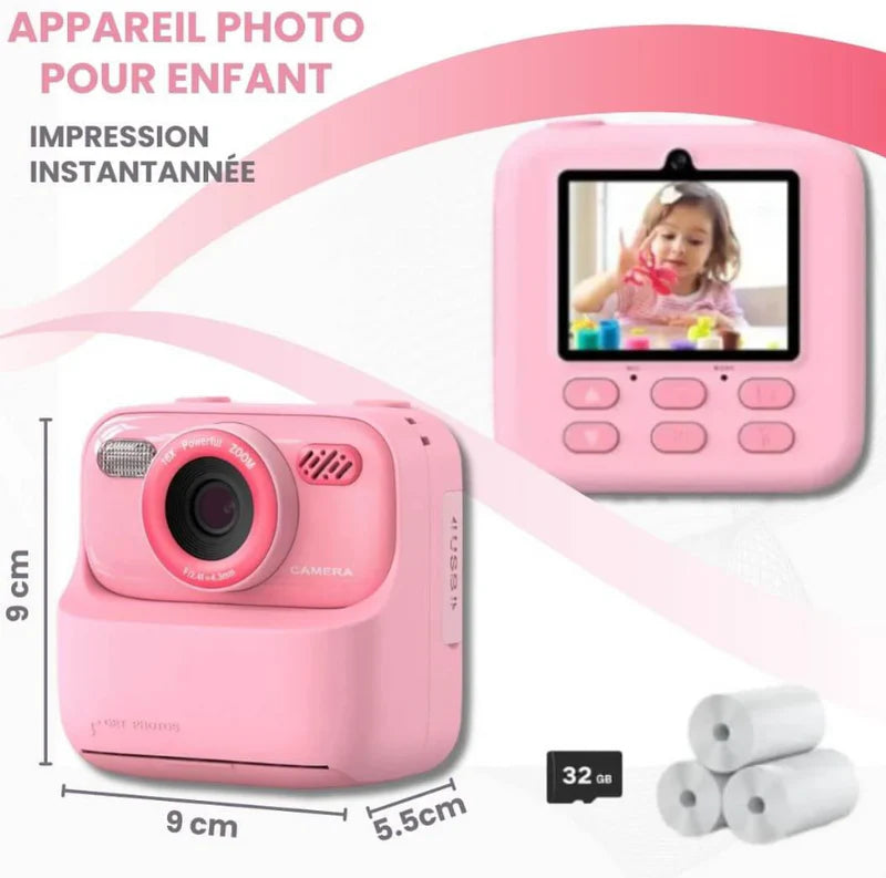 Marcherelle™ – Appareil Photo Enfant Instantané Ludique & Créatif avec Impression