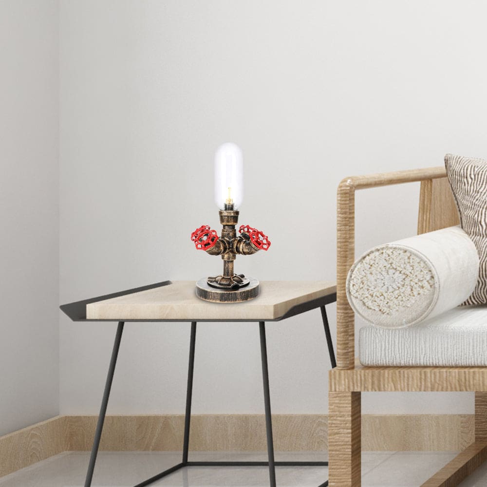 Elegant Metal Table Lamp with Industrial Lampshade