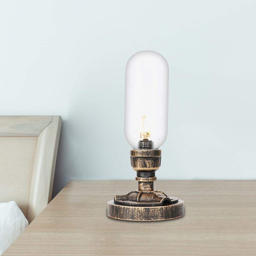 Elegant Metal Table Lamp with Industrial Lampshade