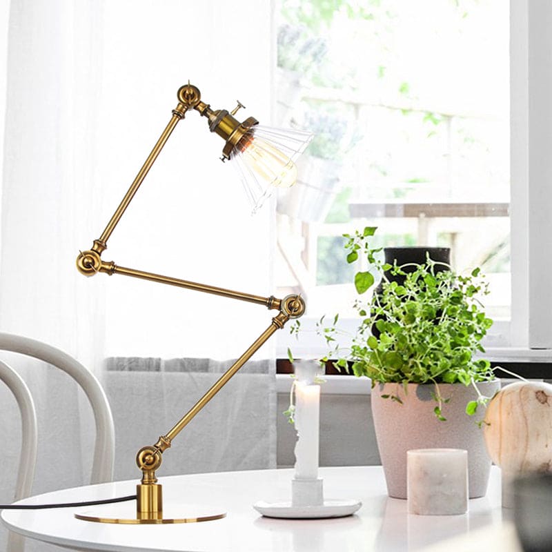 Elegant Table Lamp in Clear Conical Glass