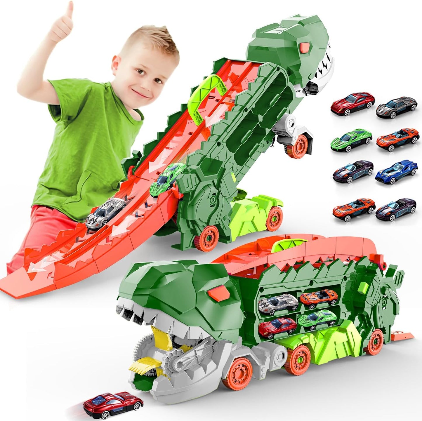 Dino Garou Toy Vehicle with Racing Track