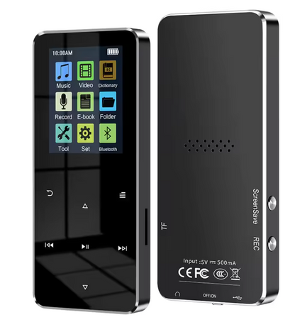 Bluetooth MP3 Player with 2.4-Inch HD Screen, FM Radio, and Built-in Speaker