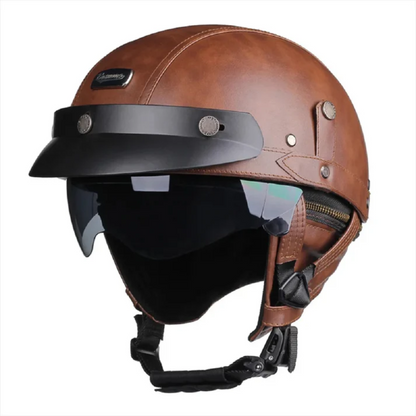 Black Vintage Half-Face Motorcycle Helmet