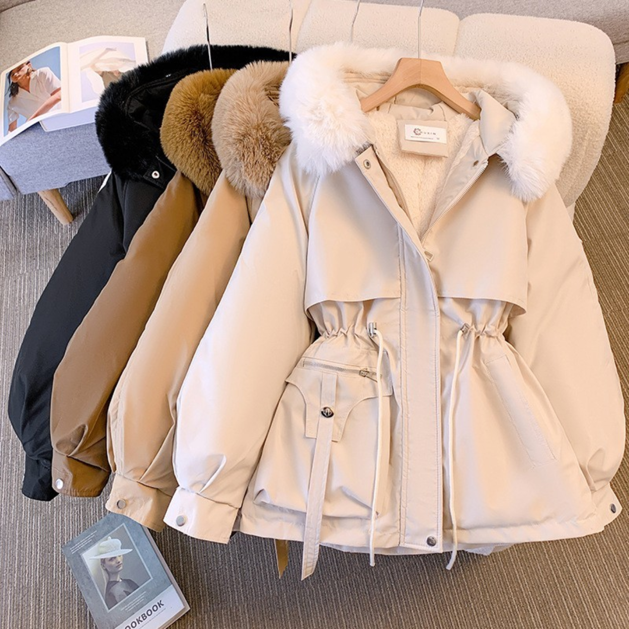Women's Winter Parka with Hood and Warm Lining