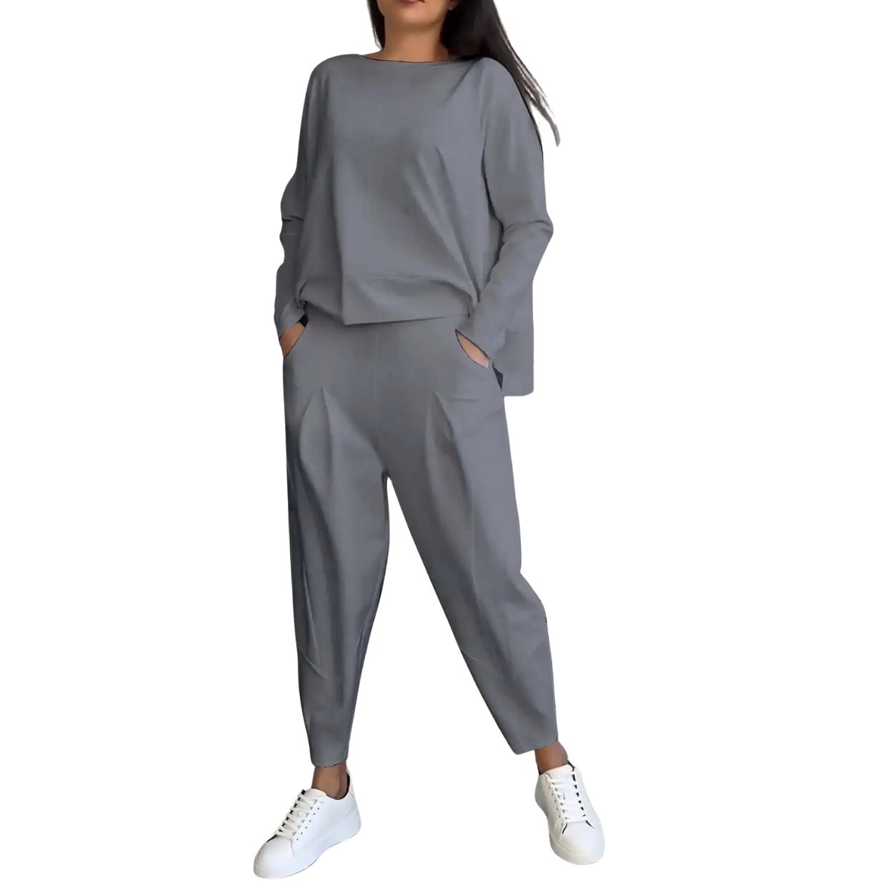 Casual Women's 2-Piece Set Sweatshirt and High-Waisted Pants