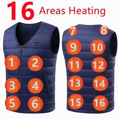 Rechargeable Electric Heating Vest with 16 Heat Zones