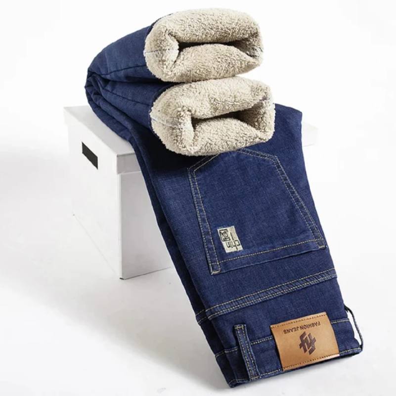 Men's Warm Winter Jeans with Fleece Lining