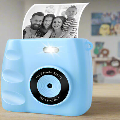 Marcherelle™ – Appareil Photo Instantané Enfant 1080p Bleu avec Carte SD 32Go