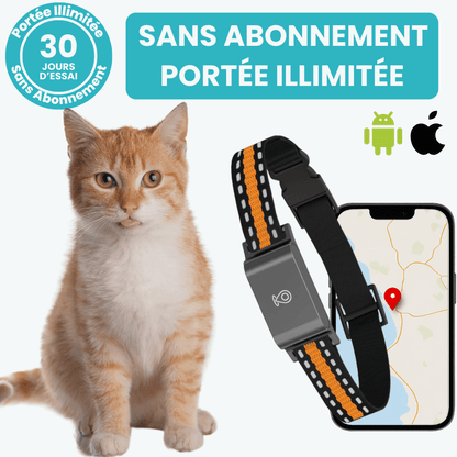 Marcherelle™ – Collier GPS Chat Sans Abonnement, Suivi en Temps Réel