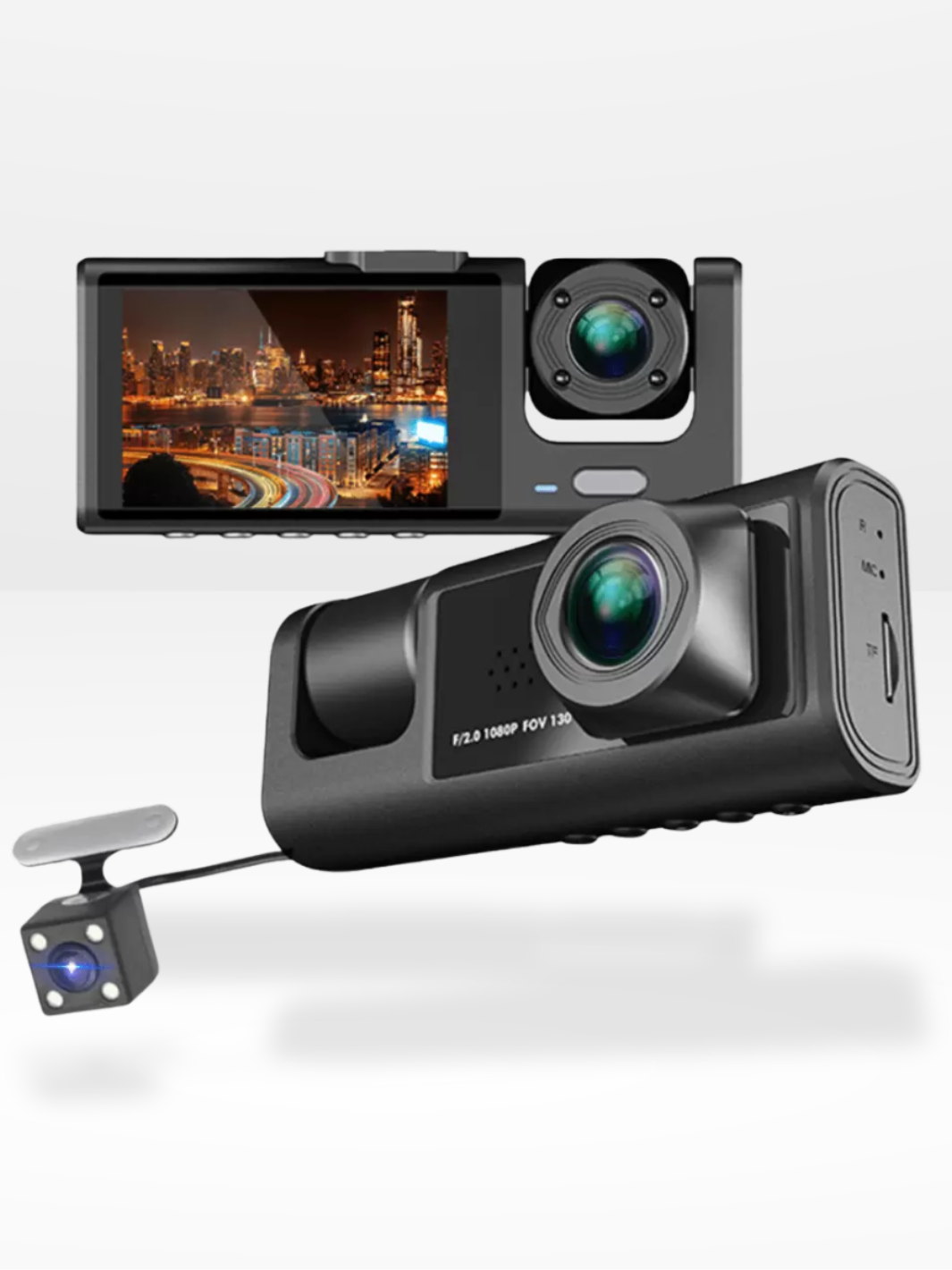 Marcherelle™ – Dashcam Double Caméra Avant/Arrière Full HD – Vision Nocturne & Caméra de Recul