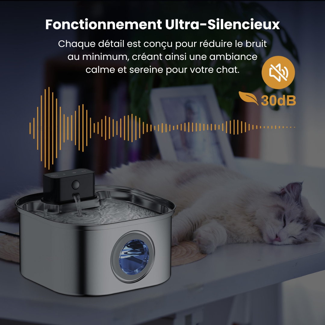 Marcherelle™ – Fontaine à Chat sans fil 3 Modes pour eau Propre et Fraîche