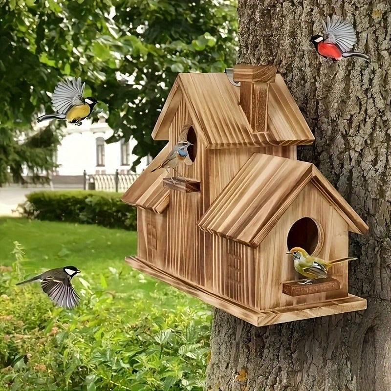 Maison Oiseau En Bois Rustique À Nids Multiples - Foivo