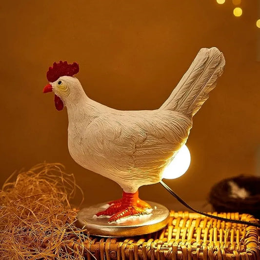 Lampe Poule En Bois Rustique - Santeova