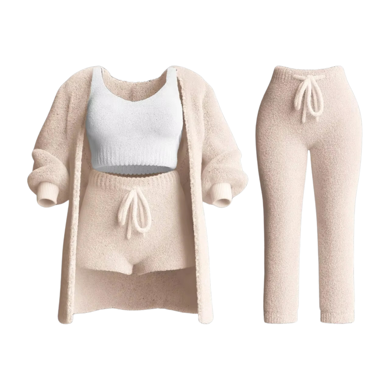 Complete Women's Tracksuit Set: Sweater, Sports Bra, Pants, and Cardigan