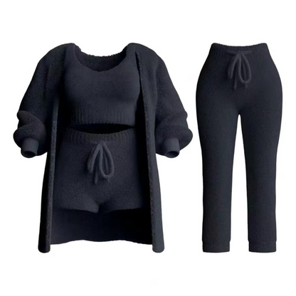 Complete Women's Tracksuit Set: Sweater, Sports Bra, Pants, and Cardigan
