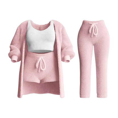 Complete Women's Tracksuit Set: Sweater, Sports Bra, Pants, and Cardigan