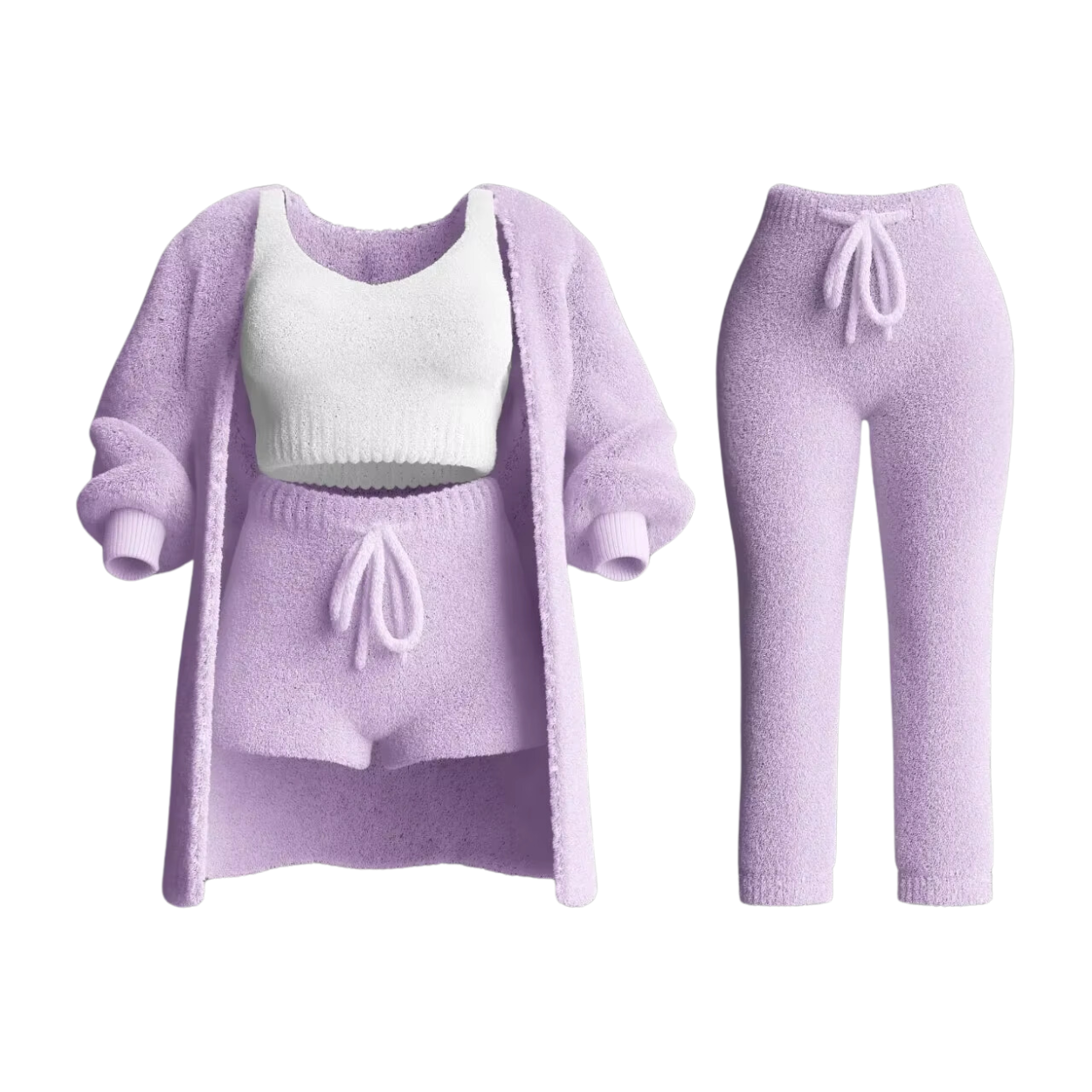 Complete Women's Tracksuit Set: Sweater, Sports Bra, Pants, and Cardigan
