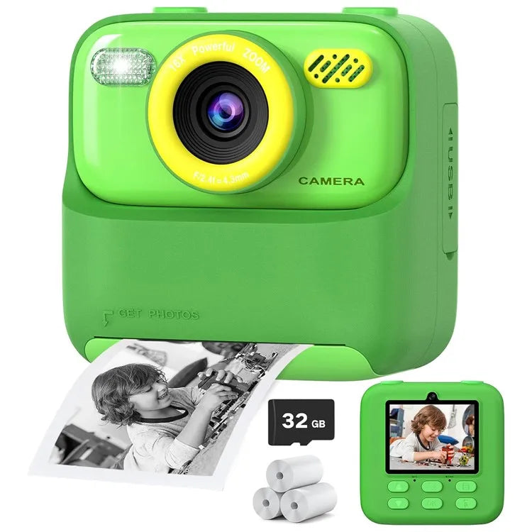 Colorful Instant Camera for Children with HD Selfie and 32GB Memory