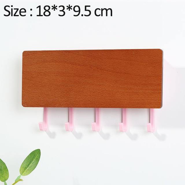 Charming Wooden Key Holder with Colored Hooks