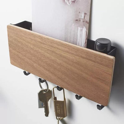 Charming Wooden Key Holder with Colored Hooks