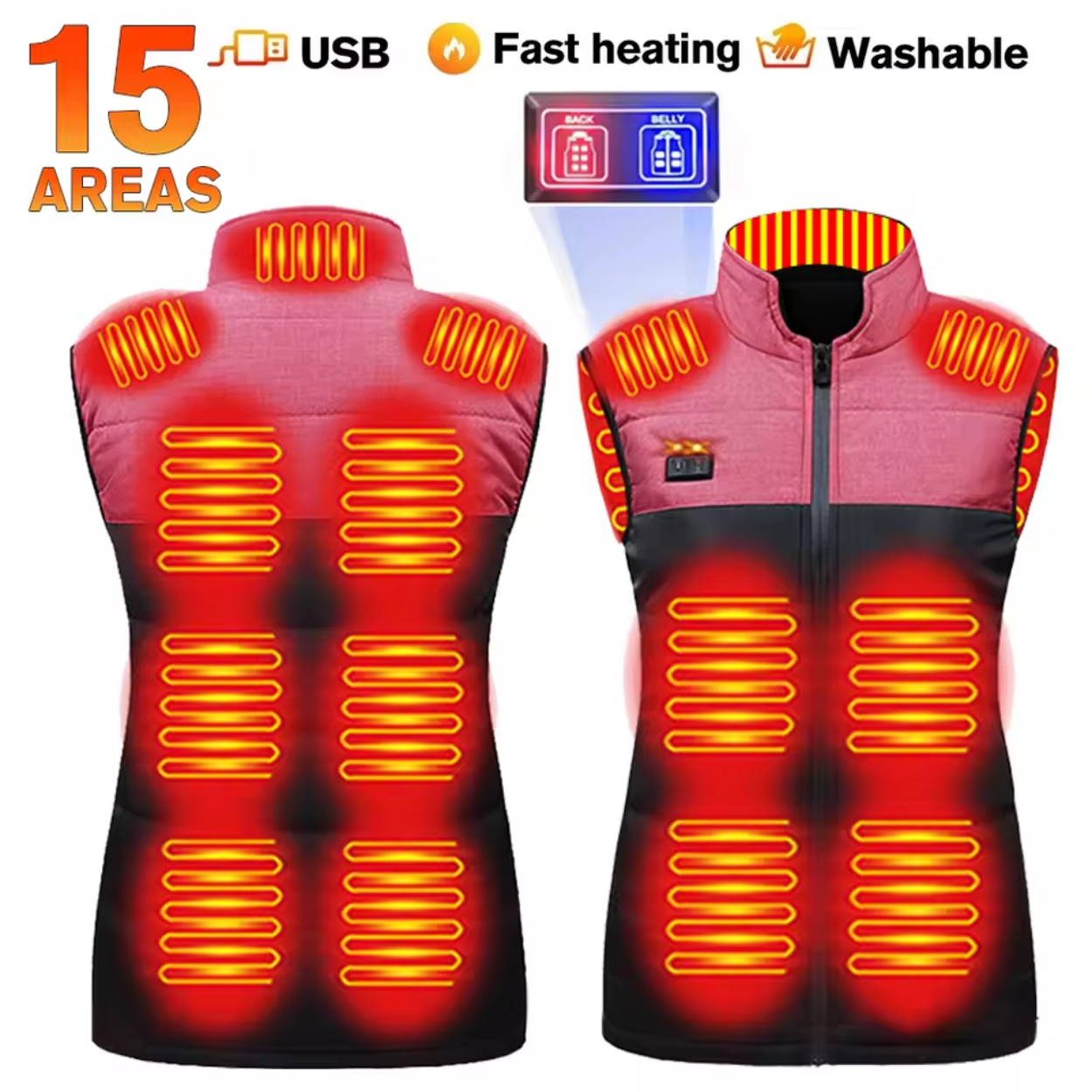 Electric Heating Vest with Adjustable Heat