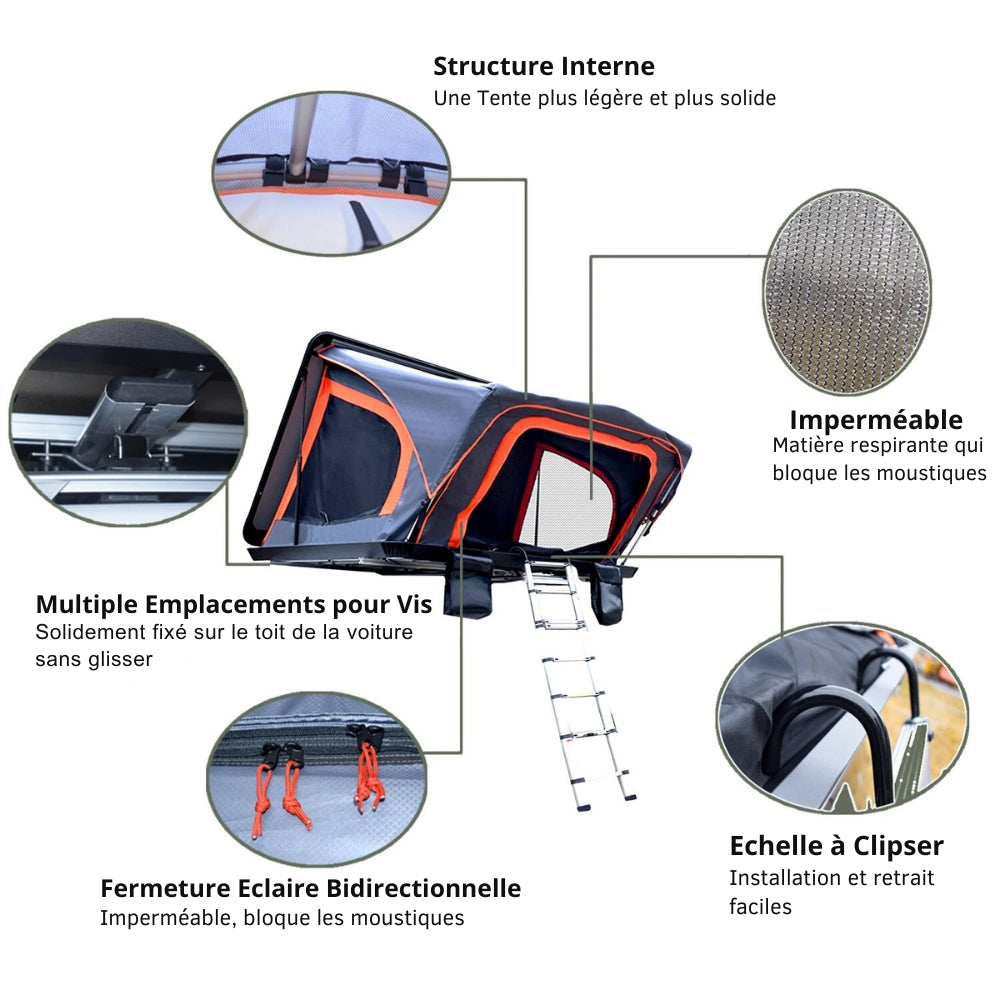 2-Person Roof Tent for Car with Hard Closure